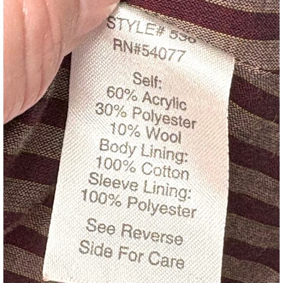 Cabi Cropped Bouclé Blazer, Burgundy Jacket, Fringe Trim, Women's Size 4 - Picture 7 of 7